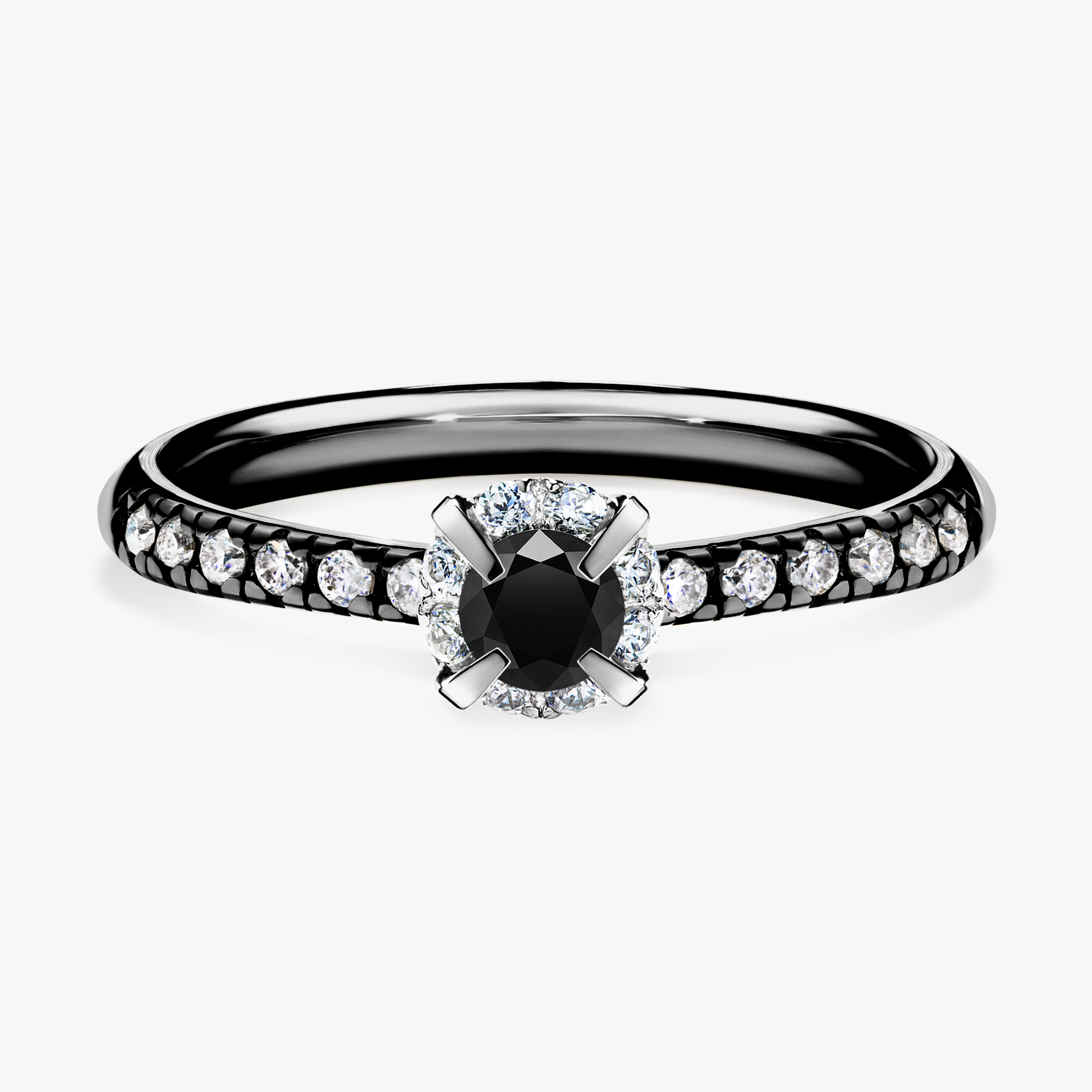 Pierścionek zaręczynowy My Princess z czarnego złota z czarnym diamentem 0,28ct